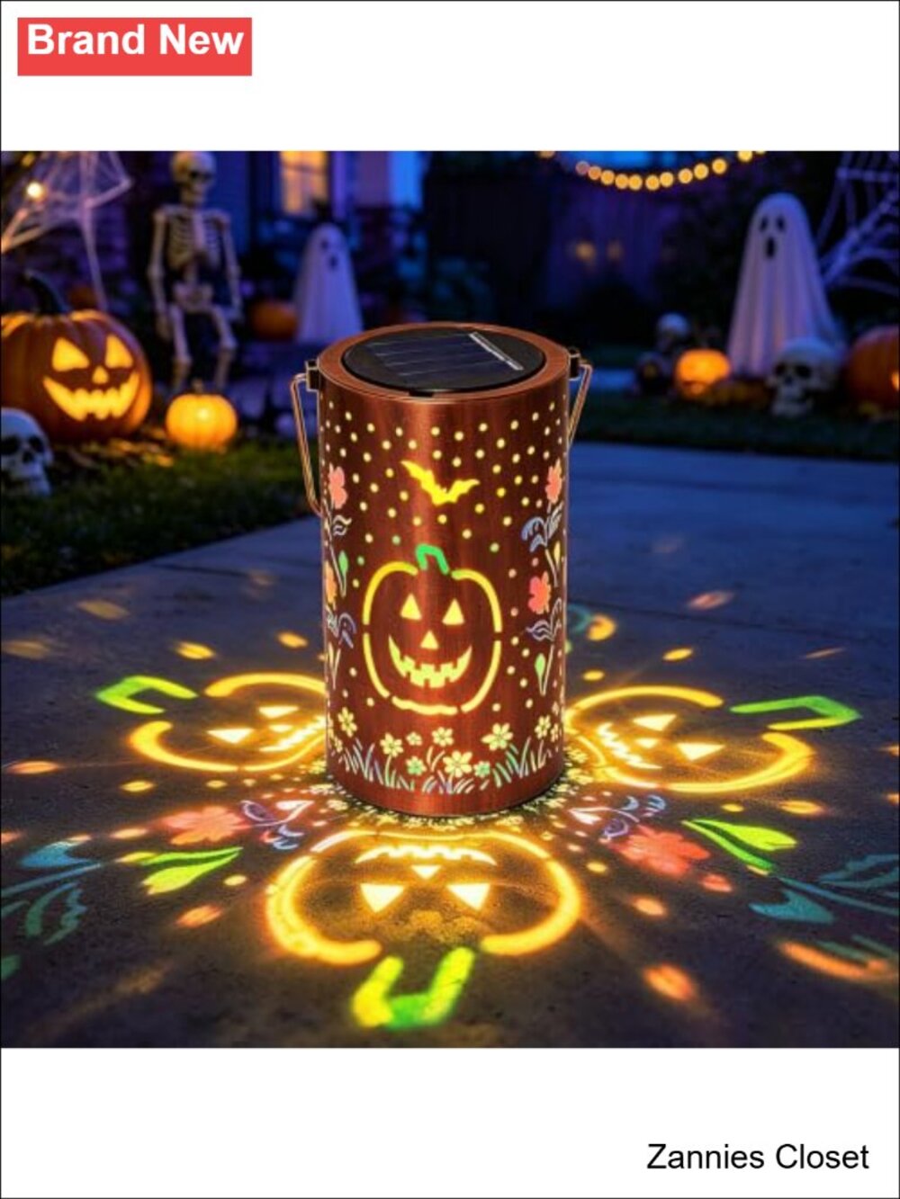 👻 Solar Pumpkin Lantern Outdoor Waterproof LED Metal Hanging Halloween Decor